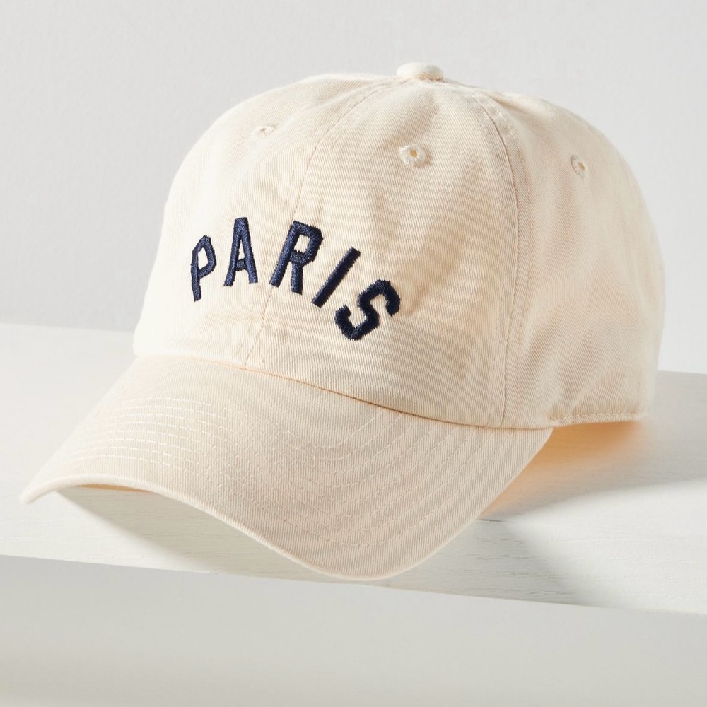 NWT Anthropologie Wanderlust Paris Baseball Cap Off White One Size
